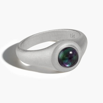 925 Sterling Silver Round Alexandrite Sandblasted Ring - Matte Sculpt Front View