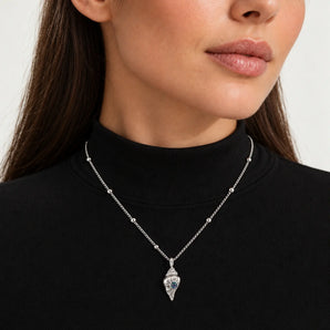 925 Sterling Silver Round Alexandrite Sun Conch Necklace Tidal Glow Model Shot