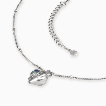 925 Sterling Silver Round Alexandrite Sun Conch Necklace - Tidal Glow Side View