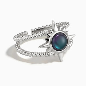 925 Sterling Silver Round Alexandrite Sunburst Twisted Ring - Soleil Ray Front View