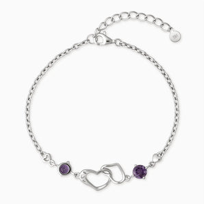 925 Sterling Silver Round Amethyst Heart Infinity Bracelet - Evermore Front View
