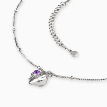 925 Sterling Silver Round Amethyst Sun Conch Necklace - Tidal Glow Side View