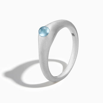 925 Sterling Silver Round Aquamarine Sandblasted Dome Ring - Morning Frost Side View