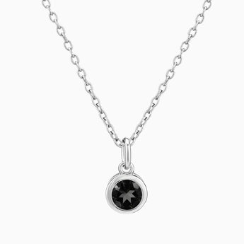 925 Sterling Silver Round Black Onyx Bezel Necklace - Elara Front View
