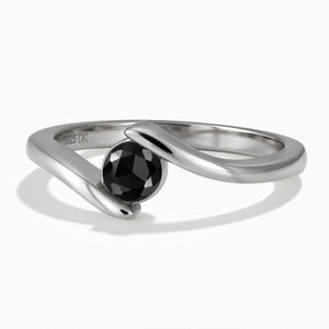 925 Sterling Silver Round Black Onyx Bypass Ring - Soft Haven Front View