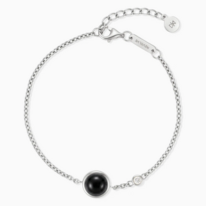 925 Sterling Silver Round Black Onyx Spinner Bracelet - Revolve Front View