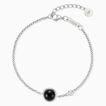 925 Sterling Silver Round Black Onyx Spinner Bracelet - Revolve Front View