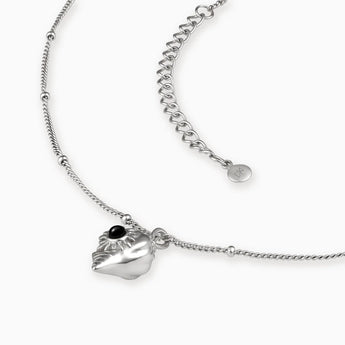 925 Sterling Silver Round Black Onyx Sun Conch Necklace - Tidal Glow Side View