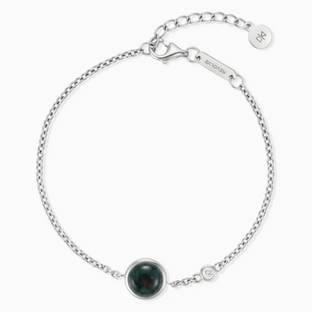 925 Sterling Silver Round Bloodstone Spinner Bracelet - Revolve Front View