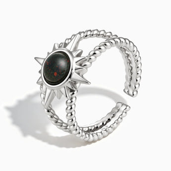 925 Sterling Silver Round Bloodstone Sunburst Twisted Ring - Soleil Ray Side View