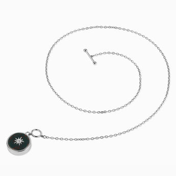 925 Sterling Silver Round Bloodstone Toggle Clasp Necklace - Inner Sun Side View