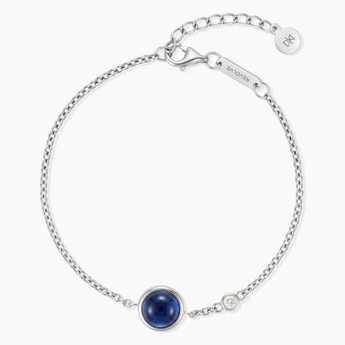 925 Sterling Silver Round Blue Sapphire Spinner Bracelet - Revolve Front View
