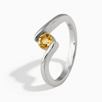 925 Sterling Silver Round Citrine Bypass Ring - Soft Haven Side View
