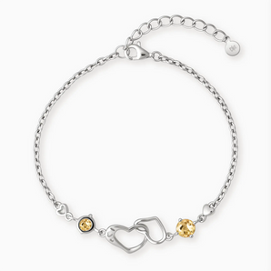 925 Sterling Silver Round Citrine Heart Infinity Bracelet - Evermore Front View