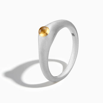 925 Sterling Silver Round Citrine Sandblasted Dome Ring - Morning Frost Side View