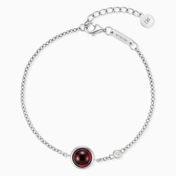925 Sterling Silver Round Garnet Spinner Bracelet - Revolve Front View