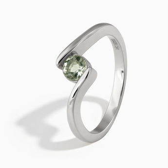 925 Sterling Silver Round Green Amethyst Bypass Ring - Soft Haven Side View