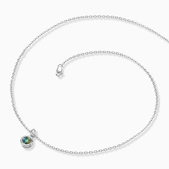 925 Sterling Silver Round Labradorite Bezel Necklace - Elara Side View