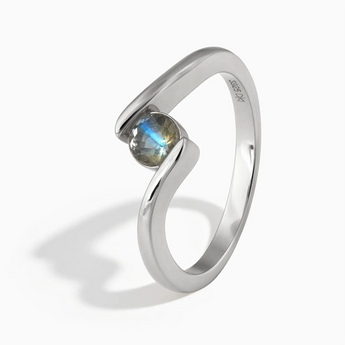 925 Sterling Silver Round Labradorite Bypass Ring - Soft Haven Side View