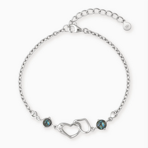925 Sterling Silver Round Labradorite Heart Infinity Bracelet - Evermore Front View