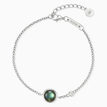 925 Sterling Silver Round Labradorite Spinner Bracelet - Revolve Front View