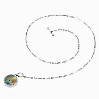 925 Sterling Silver Round Labradorite Toggle Clasp Necklace - Inner Moon Side View