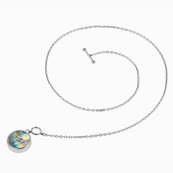 925 Sterling Silver Round Labradorite Toggle Clasp Necklace - Inner Star Side View