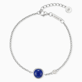 925 Sterling Silver Round Lapis Lazuli Spinner Bracelet - Revolve Front View
