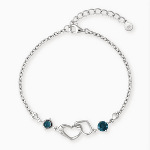 925 Sterling Silver Round London Blue Topaz Heart Infinity Bracelet - Evermore Front View