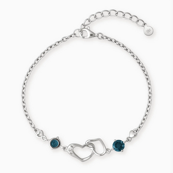 925 Sterling Silver Round London Blue Topaz Heart Infinity Bracelet - Evermore Front View