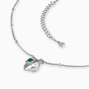 925 Sterling Silver Round Malachite Sun Conch Necklace - Tidal Glow Side View