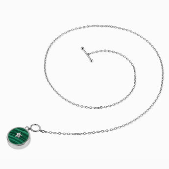 925 Sterling Silver Round Malachite Toggle Clasp Necklace - Inner Star Side View