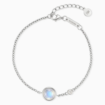 925 Sterling Silver Round Moonstone Spinner Bracelet - Revolve Front View