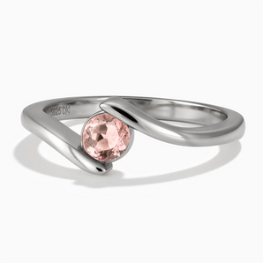 925 Sterling Silver Round Morganite Bypass Ring - Soft Haven Front View
