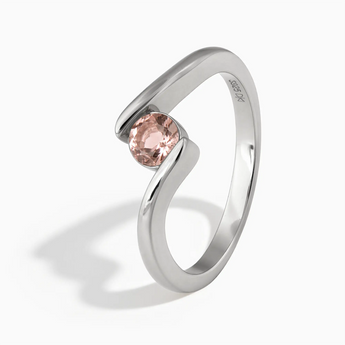 925 Sterling Silver Round Morganite Bypass Ring - Soft Haven Side View
