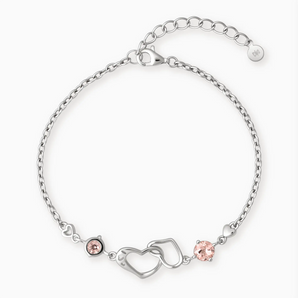 925 Sterling Silver Round Morganite Heart Infinity Bracelet - Evermore Front View