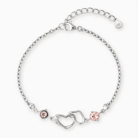 925 Sterling Silver Round Morganite Heart Infinity Bracelet - Evermore Front View
