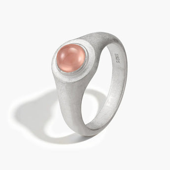 925 Sterling Silver Round Morganite Sandblasted Ring - Matte Sculpt Side View