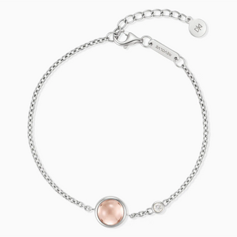 925 Sterling Silver Round Morganite Spinner Bracelet - Revolve Front View