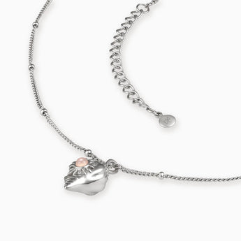 925 Sterling Silver Round Morganite Sun Conch Necklace - Tidal Glow Side View