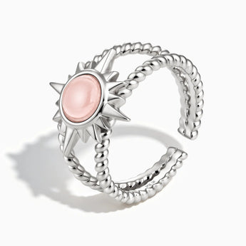 925 Sterling Silver Round Morganite Sunburst Twisted Ring - Soleil Ray Side View
