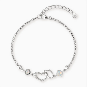 925 Sterling Silver Round Opal Heart Infinity Bracelet - Evermore Front View