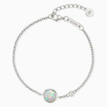 925 Sterling Silver Round Opal Spinner Bracelet - Revolve Front View