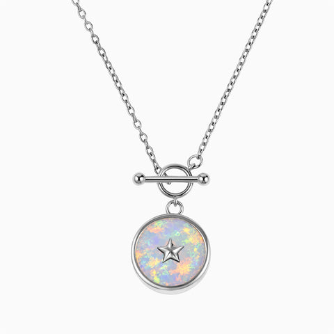 Round Opal Toggle Clasp Necklace - Inner Star