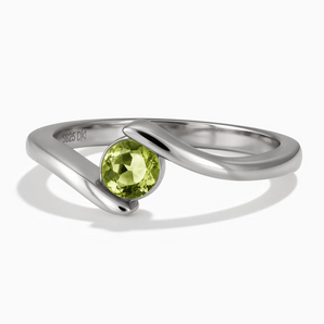 925 Sterling Silver Round Peridot Bypass Ring - Soft Haven Front View