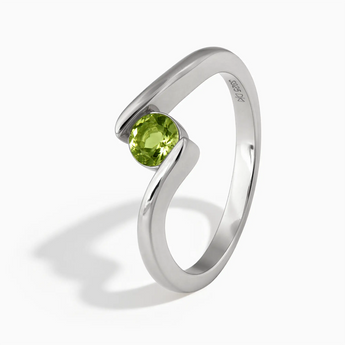 925 Sterling Silver Round Peridot Bypass Ring - Soft Haven Side View