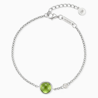 925 Sterling Silver Round Peridot Spinner Bracelet - Revolve Front View