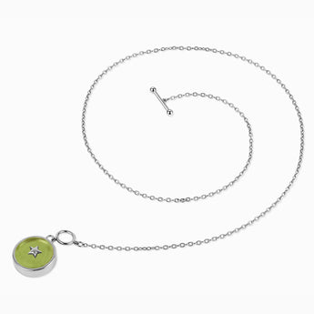 925 Sterling Silver Round Peridot Toggle Clasp Necklace - Inner Star Side View