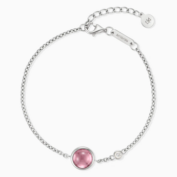925 Sterling Silver Round Pink Tourmaline Spinner Bracelet - Revolve Front View