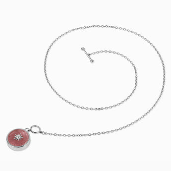925 Sterling Silver Round Pink Tourmaline Toggle Clasp Necklace - Inner Sun Side View